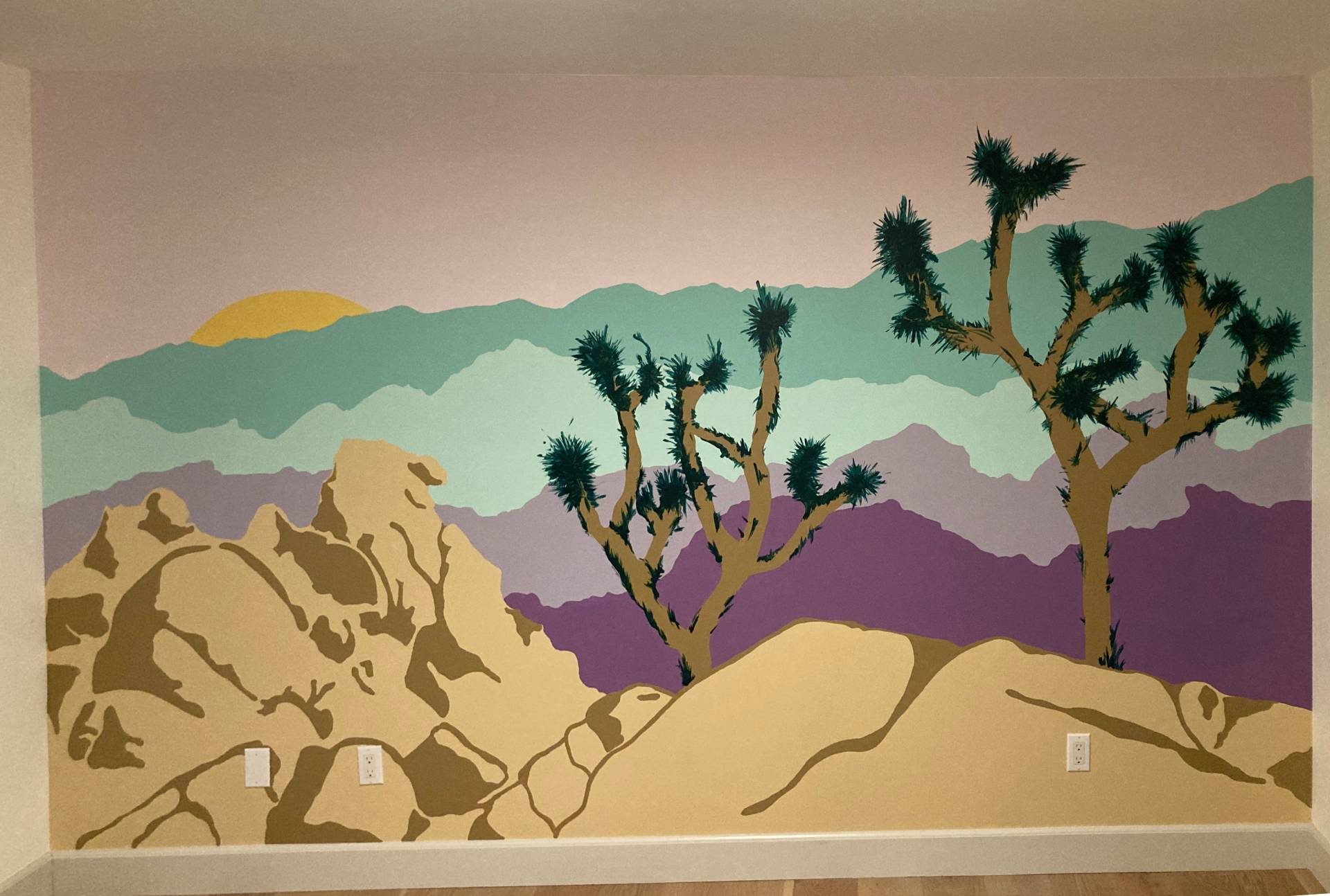 Joshua Tree desert mural full wall